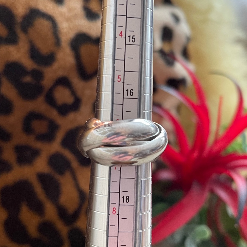 Sterling Silver 925, Rolling Ring, Interlocking R… - image 2